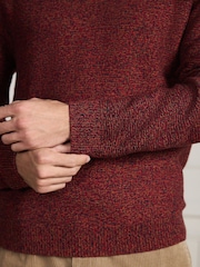 Roșu - Signature Twisted Lambswool Stag Logo Crew Neck Jumper - Imaginea 6 din 9
