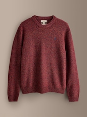 Roșu - Signature Twisted Lambswool Stag Logo Crew Neck Jumper - Imaginea 7 din 9