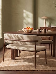 Cult Furniture Latte & Walnut Effect Halston Fabric Bench - Image 1 of 8