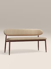 Cult Furniture Latte & Walnut Effect Halston Fabric Bench - Image 2 of 8