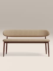 Cult Furniture Latte & Walnut Effect Halston Fabric Bench - Image 3 of 8