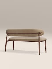 Cult Furniture Latte & Walnut Effect Halston Fabric Bench - Image 6 of 8