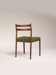 Cult Furniture Set of 2 Moss Green  Walnut Caleb Wooden And Weave Dining Chairs - Image 4 of 7