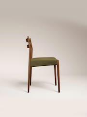 Cult Furniture Set of 2 Moss Green  Walnut Caleb Wooden And Weave Dining Chairs - Image 5 of 7