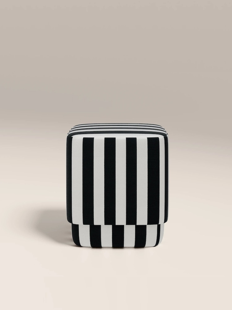 Cult Furniture Striped Soho Velvet Pouffe - Image 2 of 3 Cult Furniture Striped Soho Velvet Pouffe - Image 2 of 3