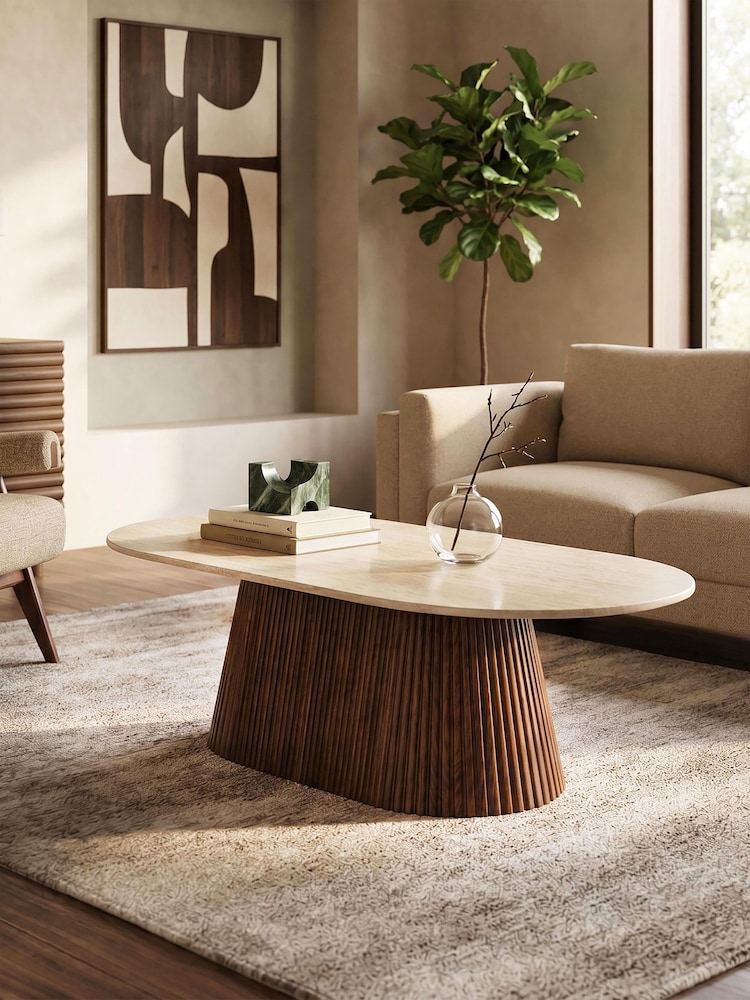 Cult Furniture Natural Oxborough Oval Stone Coffee Table - Image 1 of 6 Cult Furniture Natural Oxborough Oval Stone Coffee Table - Image 1 of 6