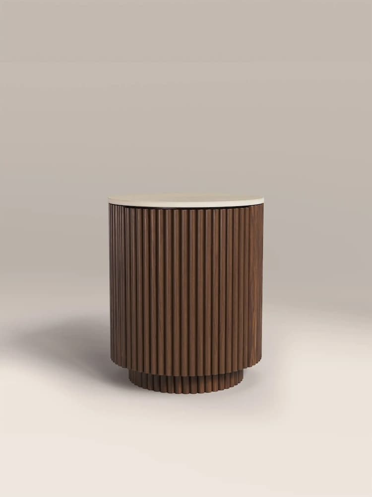 Cult Furniture Natural Everly Round Storage Stone Side Table - Image 2 of 7