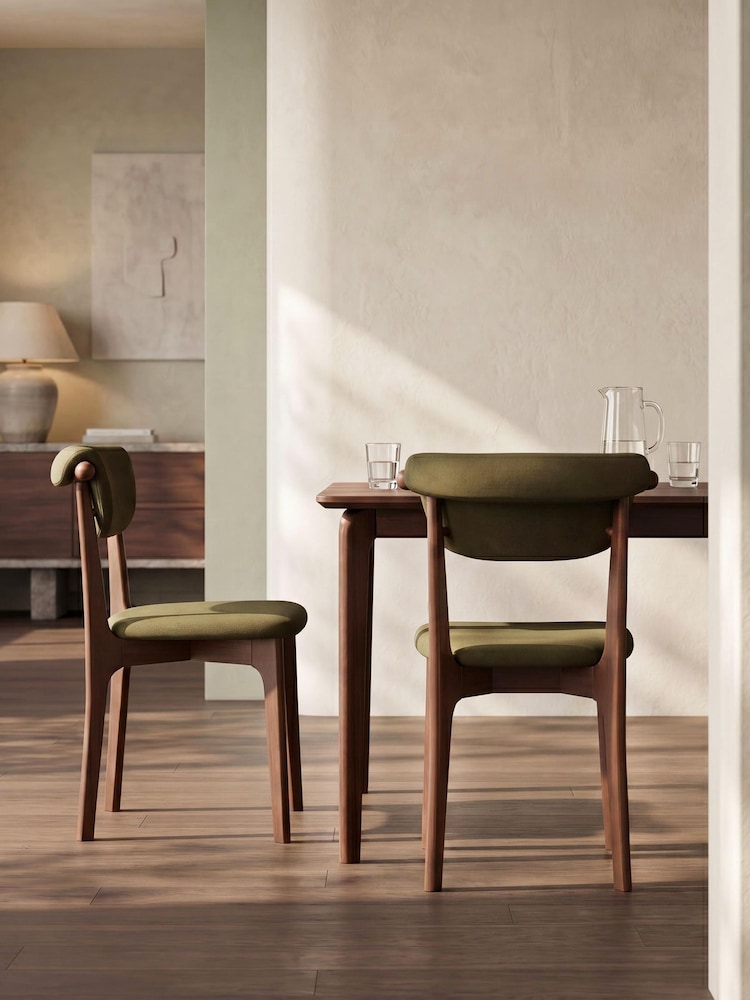 Cult Furniture Set of 2 Moss Green Velvet Nobu Dining Chairs - Image 1 of 8 Cult Furniture Set of 2 Moss Green Velvet Nobu Dining Chairs - Image 1 of 8