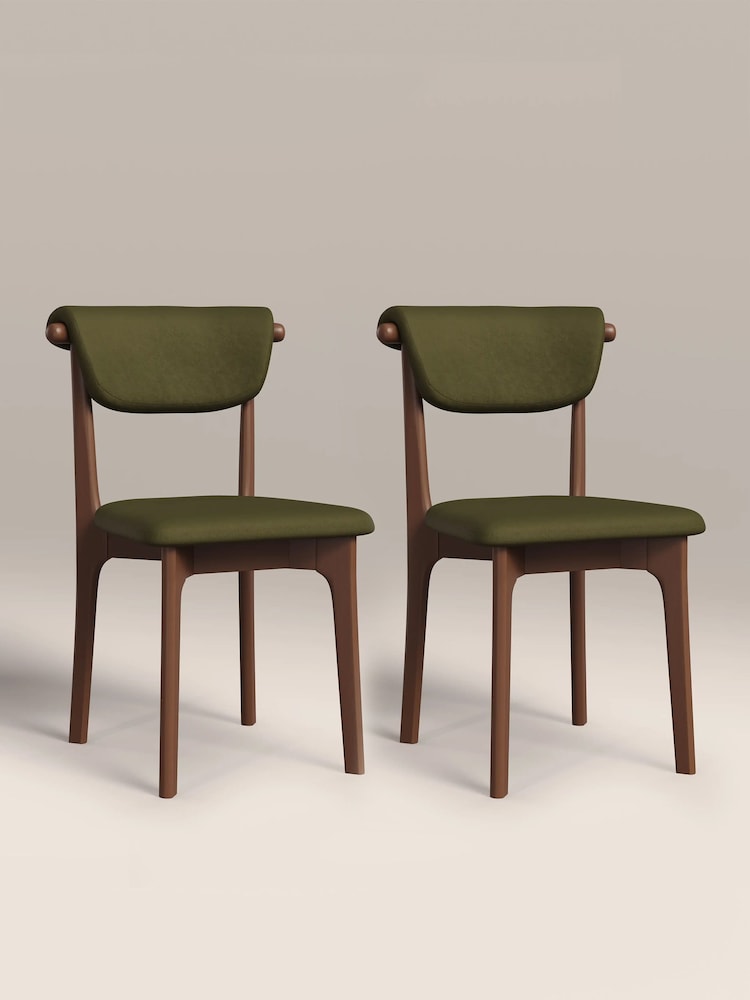Cult Furniture Set of 2 Moss Green Velvet Nobu Dining Chairs - Image 2 of 8 Cult Furniture Set of 2 Moss Green Velvet Nobu Dining Chairs - Image 2 of 8