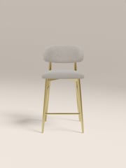 Cult Furniture Speckled Stone  Brass Halston Fabric Kitchen Stool - Image 2 of 7