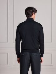 Svart - Merino Wool Signature Quarter Zip Jumper - Bild 3 av 9