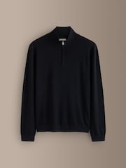 Svart - Merino Wool Signature Quarter Zip Jumper - Bild 7 av 9
