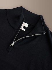 Svart - Merino Wool Signature Quarter Zip Jumper - Bild 8 av 9