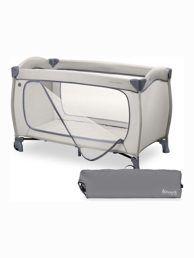 hauck Dark Grey Sleep N Easyfold Travel Cot with Mattress and Bag - Image 1 of 6