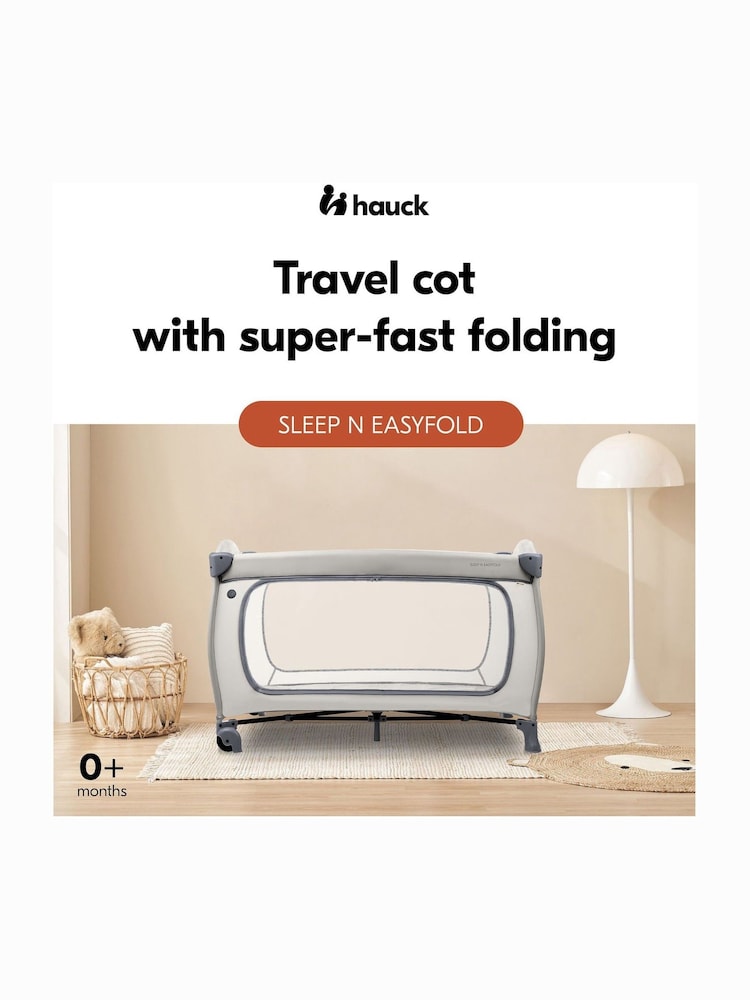 hauck Dark Grey Sleep N Easyfold Travel Cot with Mattress and Bag - Image 2 of 6