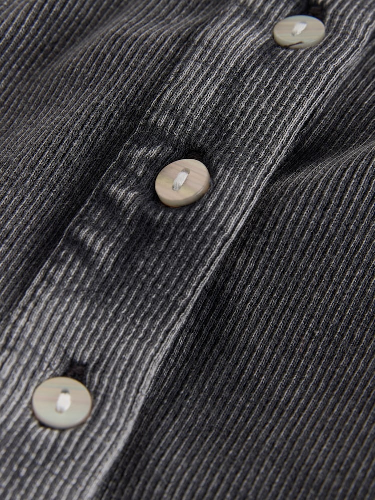 Grey Ribbed Henley Layer Long Sleeve Top - Image 9 of 9