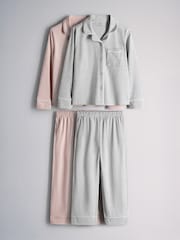 The Set 2 Pack Long Sleeve Viscose Blend Jersey Pyjamas Pink/Grey - Image 1 of 7