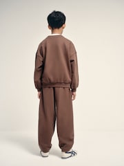 The Set 2 Pack Crew Sweat and Barrel Joggers Set Brown - Image 3 of 11
