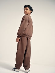 The Set 2 Pack Crew Sweat and Barrel Joggers Set Brown - Image 4 of 11