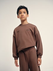 The Set 2 Pack Crew Sweat and Barrel Joggers Set Brown - Image 5 of 11