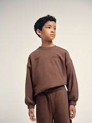 The Set 2 Pack Crew Sweat and Barrel Joggers Set Brown - Image 6 of 11