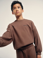 The Set 2 Pack Crew Sweat and Barrel Joggers Set Brown - Image 7 of 11