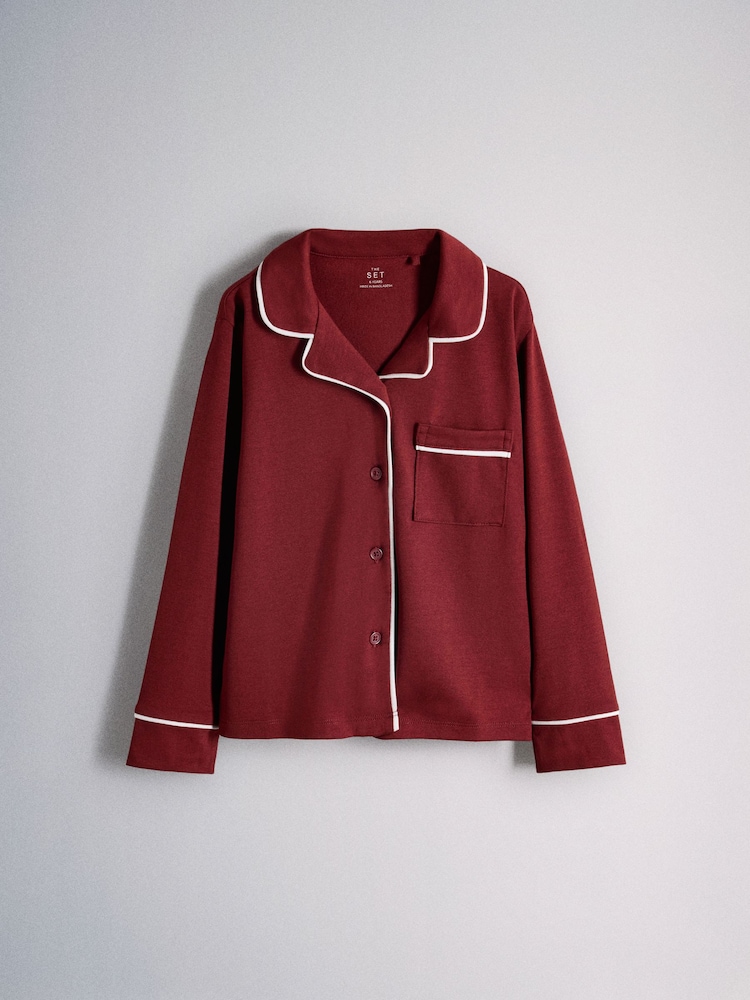 The Set 2 Pack Long Sleeve Viscose Blend Jersey Pyjamas Red/Ecru Deer Print - Image 2 of 7