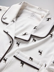 The Set 2 Pack Long Sleeve Viscose Blend Jersey Pyjamas Red/Ecru Deer Print - Image 6 of 7