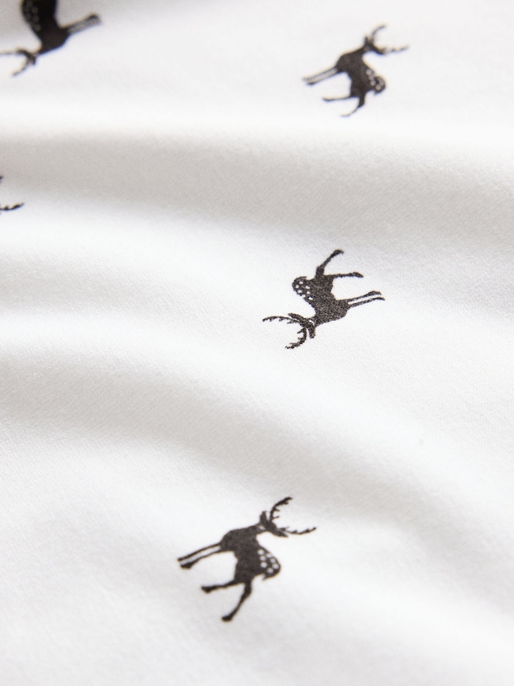 The Set 2 Pack Long Sleeve Viscose Blend Jersey Pyjamas Red/Ecru Deer Print - Image 7 of 7