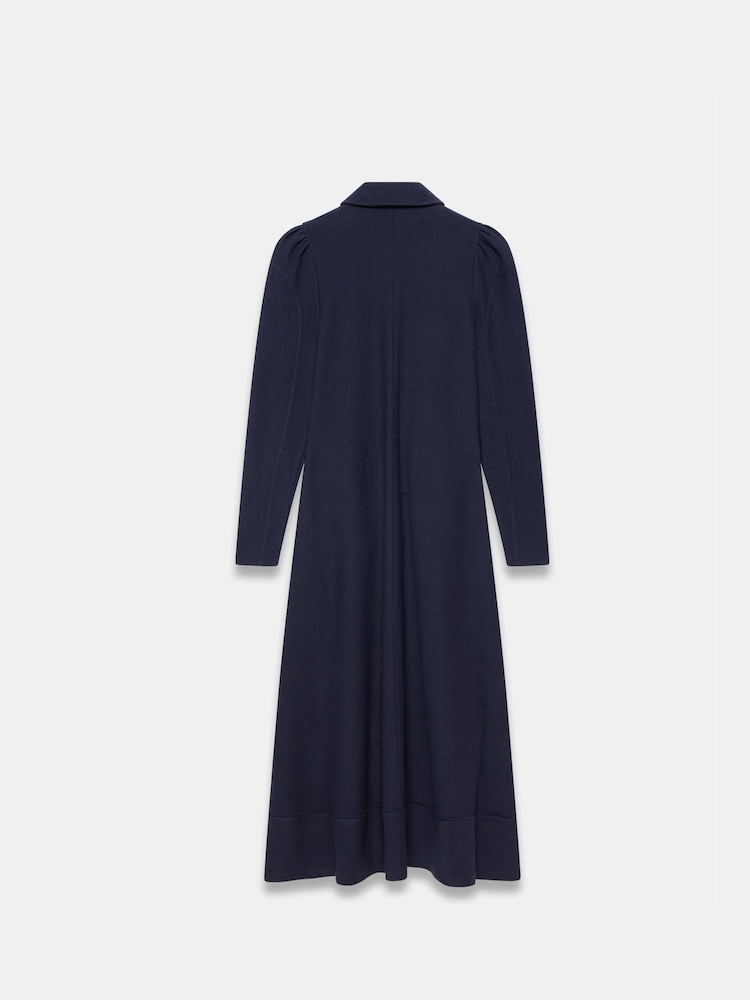 Mint Velvet Blue Textured Zip Detail Midi Dress - Image 7 of 7