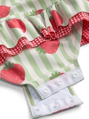 MORI Green Strawberry Stripe Frill Long Sleeve Sun Safe Swimsuit - Image 6 of 6