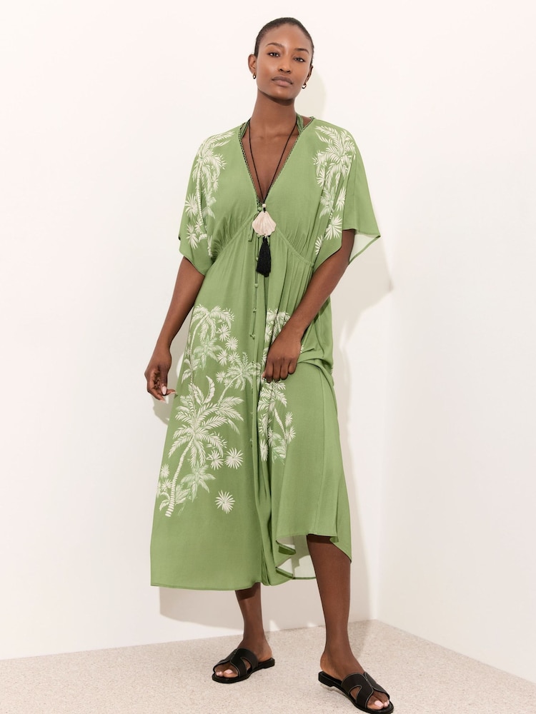 Mint Velvet Palm Print Kaftan Dress - Imagen 1 de 7