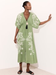 Mint Velvet Palm Print Kaftan Dress - Imagen 3 de 7