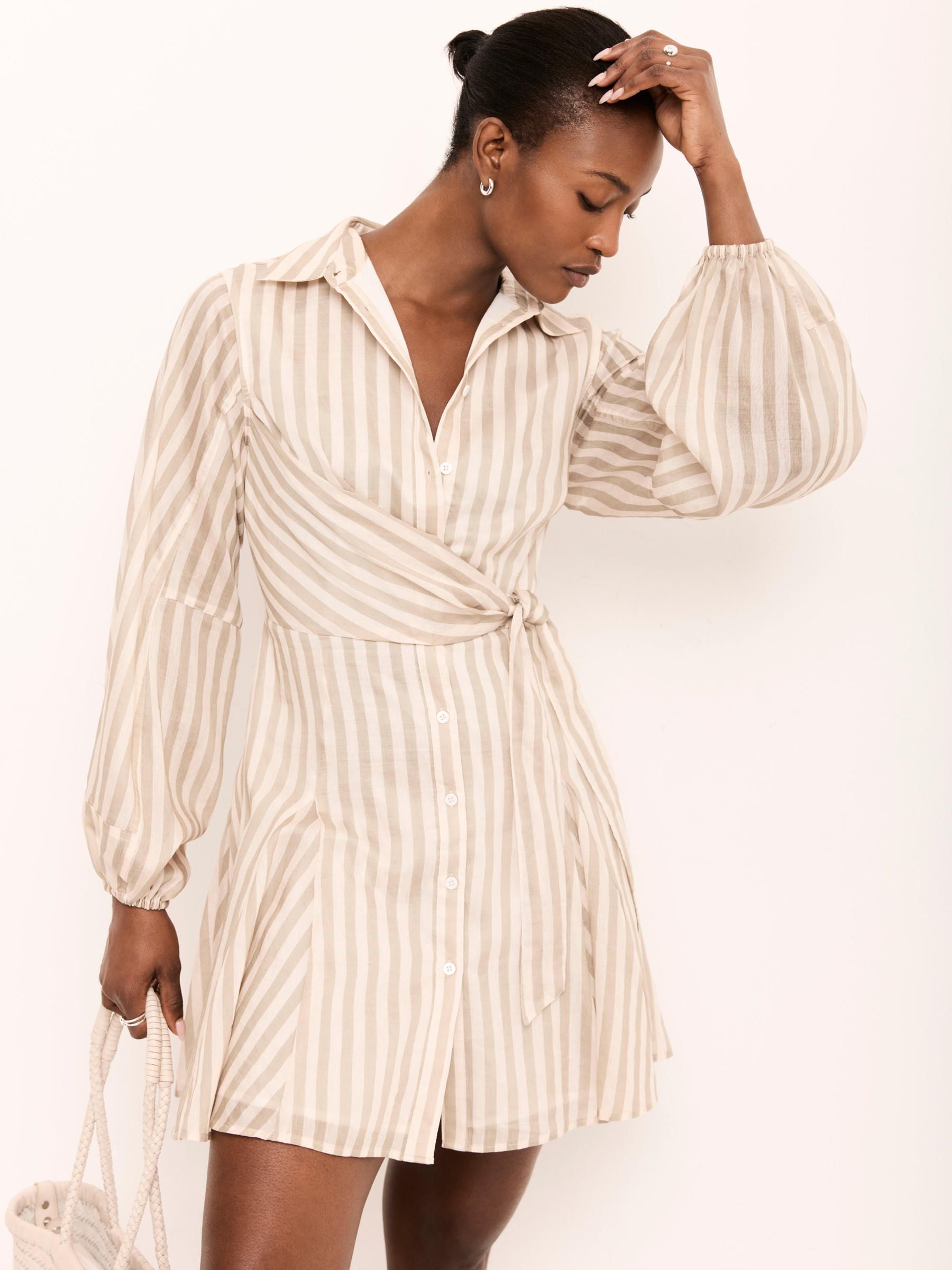 Buy Mint Velvet Green Striped Wrap Mini Dress from the Next UK