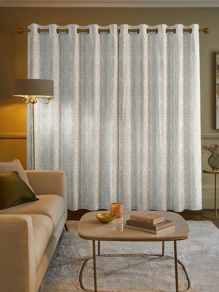 Duck Egg Blue Leopard Stripe Made to Measure Curtains - Image 2 of 9 Duck Egg Blue Leopard Stripe Made to Measure Curtains - Image 2 of 9