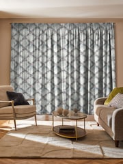 Blue Abstract Geo Jacquard Made to Measure Curtains - Image 2 of 9