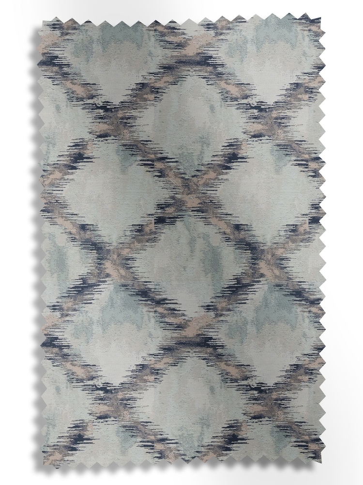 Blue Abstract Geo Jacquard Made to Measure Curtains - Image 9 of 9