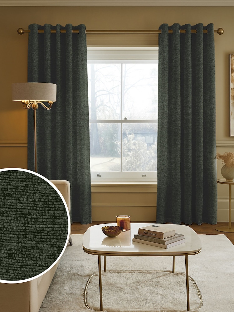Green Boucle Made to Measure Curtains - Image 1 of 9