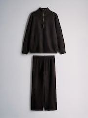 The Set Co-ord Zip Through Jumper and Trousers Set with Wool Ganache/Brown - Image 1 of 5