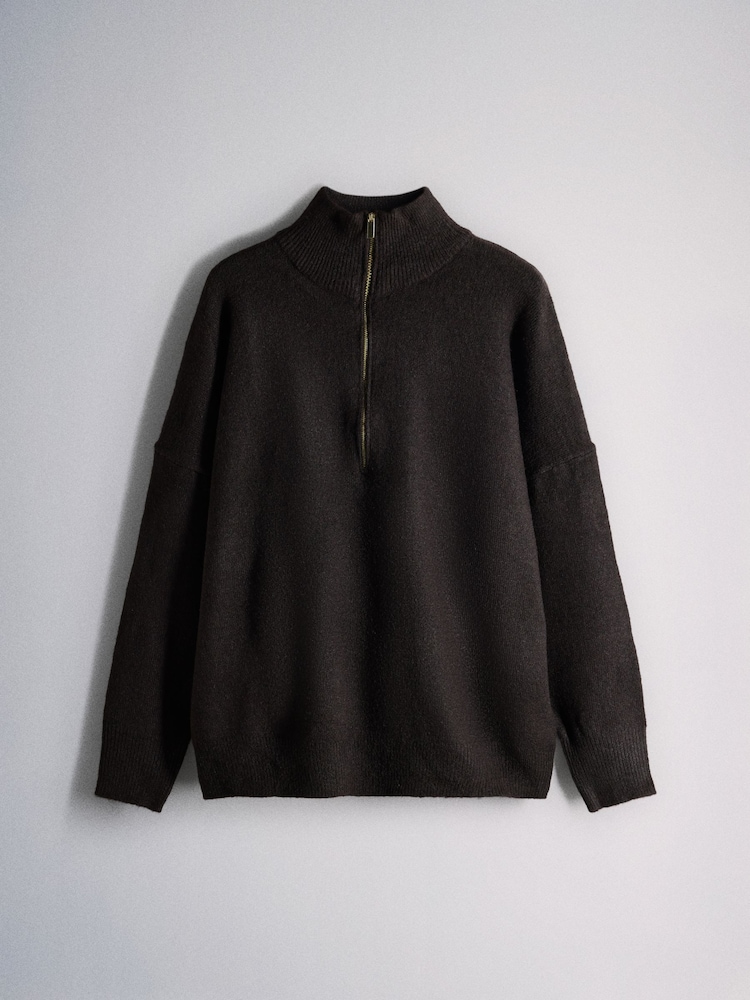 The Set Co-ord Zip Through Jumper and Trousers Set with Wool Ganache/Brown - Image 2 of 5