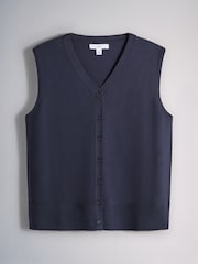 The Set 2 Pack Fine Knit V-Neck Waistcoat Navy Blue/Chocolate Brown - Image 2 of 5