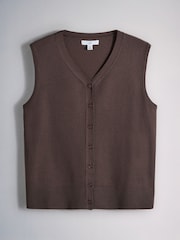 The Set 2 Pack Fine Knit V-Neck Waistcoat Navy Blue/Chocolate Brown - Image 3 of 5