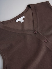 The Set 2 Pack Fine Knit V-Neck Waistcoat Navy Blue/Chocolate Brown - Image 5 of 5
