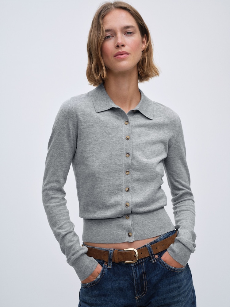 The Set 3 Pack Collared Cardigan With Wool Mid Grey Marl/Blue/Black - Image 1 of 14