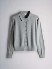 The Set 3 Pack Collared Cardigan With Wool Mid Grey Marl/Blue/Black - Image 11 of 14