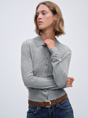 The Set 3 Pack Collared Cardigan With Wool Mid Grey Marl/Blue/Black - Image 5 of 14