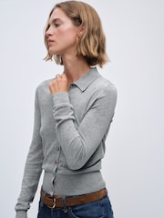 The Set 3 Pack Collared Cardigan With Wool Mid Grey Marl/Blue/Black - Image 6 of 14