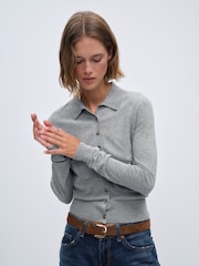 The Set 3 Pack Collared Cardigan With Wool Mid Grey Marl/Blue/Black - Image 7 of 14