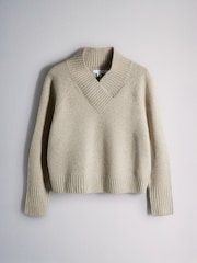 The Set 2 Pack High V-Neck Jumpers With Wool Sliver Cloud/Brown Quail/Purple - Image 3 of 5