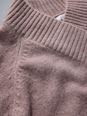 The Set 2 Pack High V-Neck Jumpers With Wool Sliver Cloud/Brown Quail/Purple - Image 4 of 5